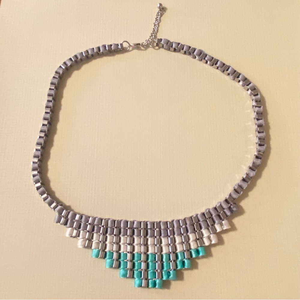 NWOT Metal & Ribbon Mixed Media Bib Necklace